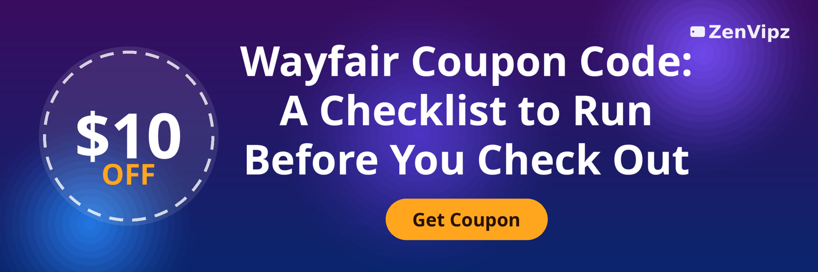 Wayfair coupon code purchase checklist with discount badge and furniture icons